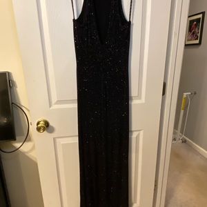 Black w/ silver sparkles column dress 100% polyester size Small